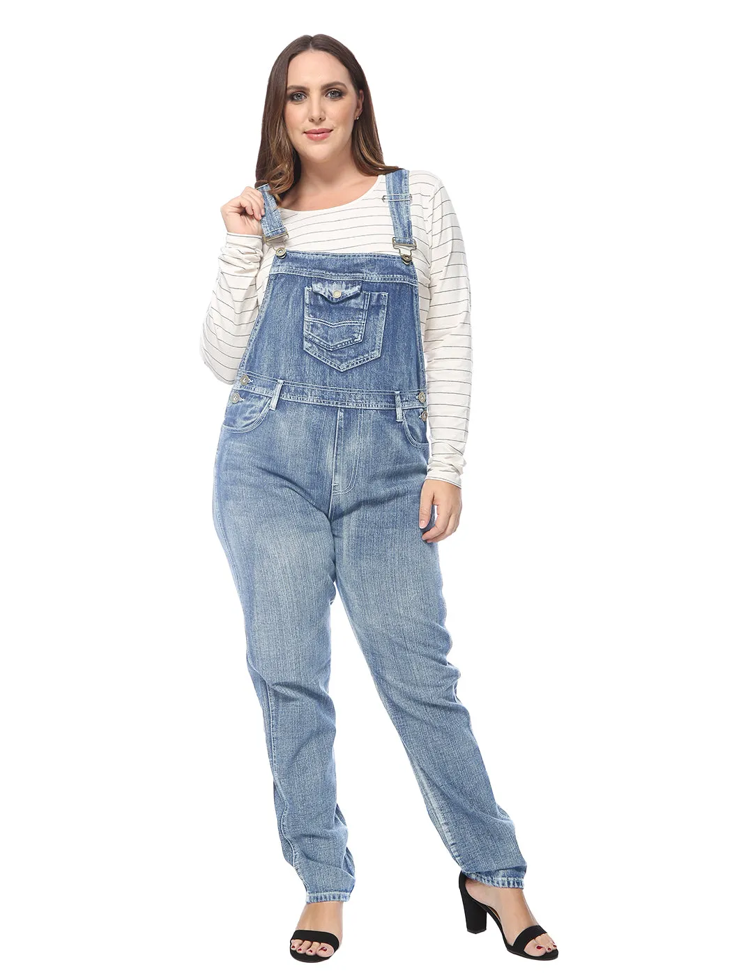 Plus Size Classic Denim Overalls