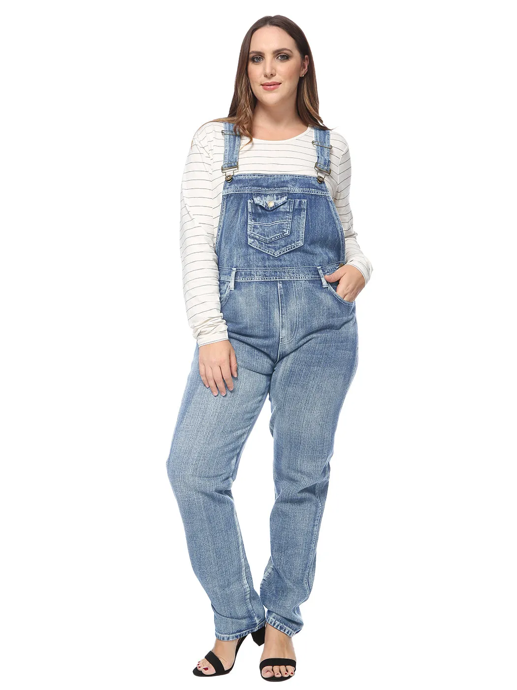 Plus Size Classic Denim Overalls