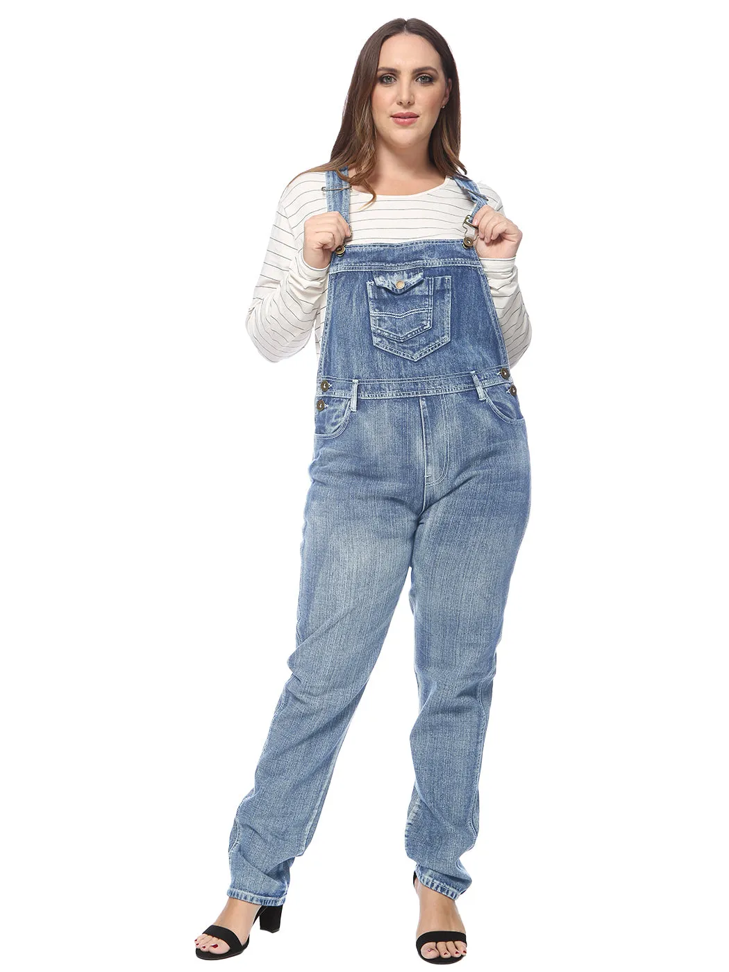 Plus Size Classic Denim Overalls