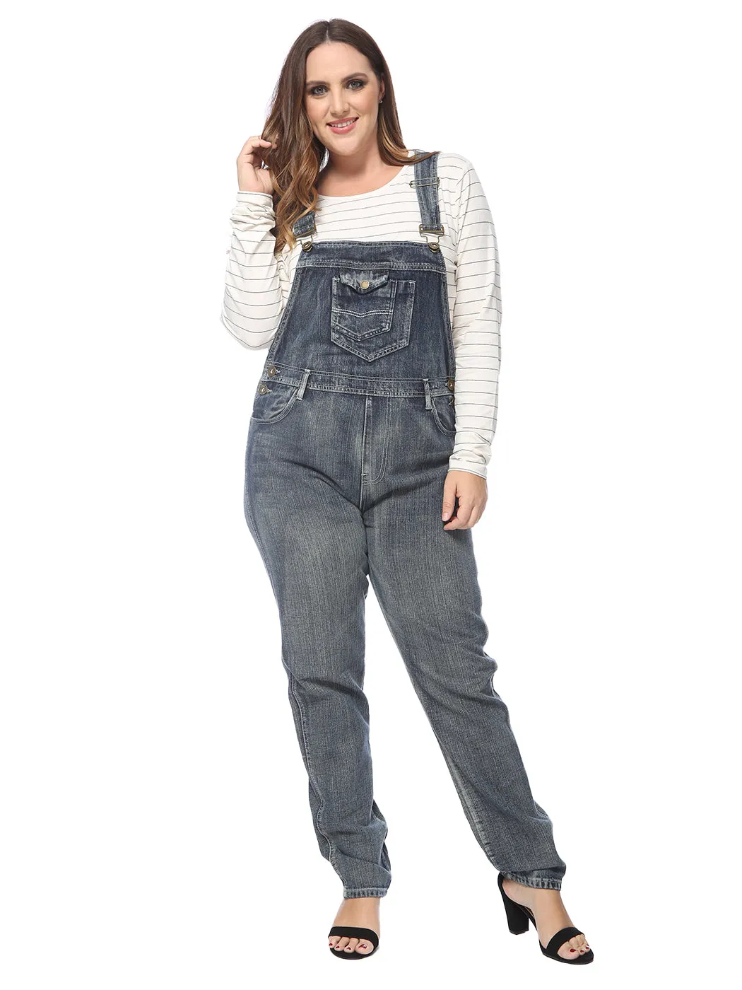 Plus Size Classic Denim Overalls