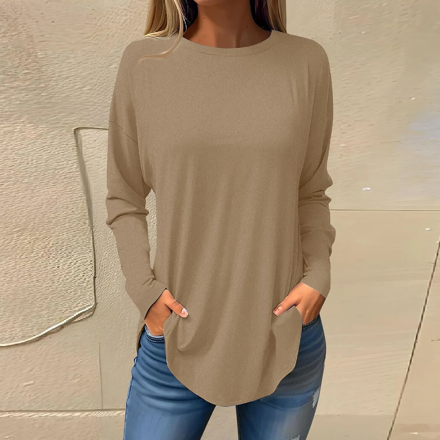Plus Size Tops for Women Loose Round Neck Pullover Fall T Shirts Long Sleeve Sweatshirt Casual Floral Printing Blouse