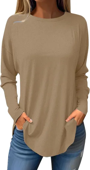 Plus Size Tops for Women Loose Round Neck Pullover Fall T Shirts Long Sleeve Sweatshirt Casual Floral Printing Blouse