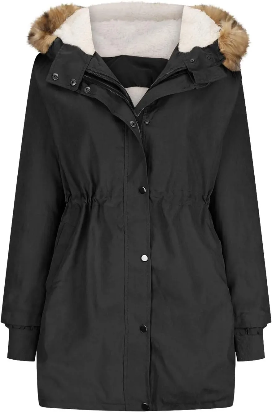 Plus Size Winter Coats for Women 2024 Casual Zip up Hooded Down Coat Long Sleeve Cotton Jackets Outerwear