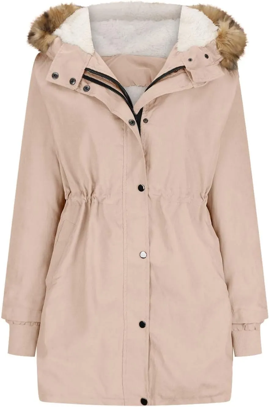 Plus Size Winter Coats for Women 2024 Casual Zip up Hooded Down Coat Long Sleeve Cotton Jackets Outerwear