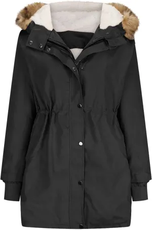 Plus Size Winter Coats for Women 2024 Casual Zip up Hooded Down Coat Long Sleeve Cotton Jackets Outerwear