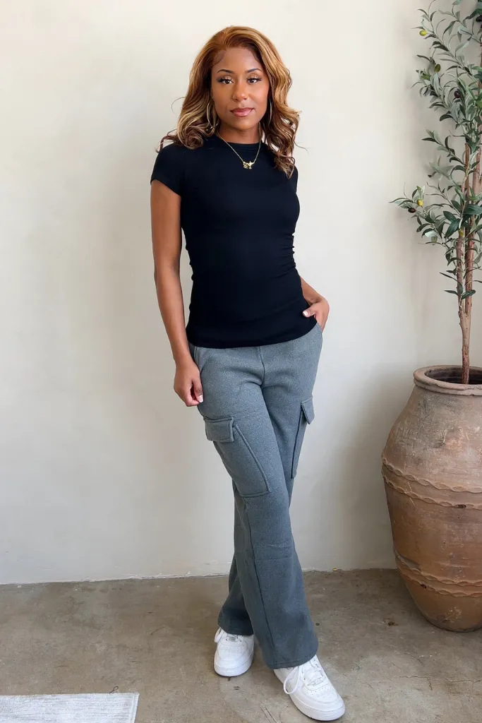 Plush Lounge Cargo Sweatpants  - Grey