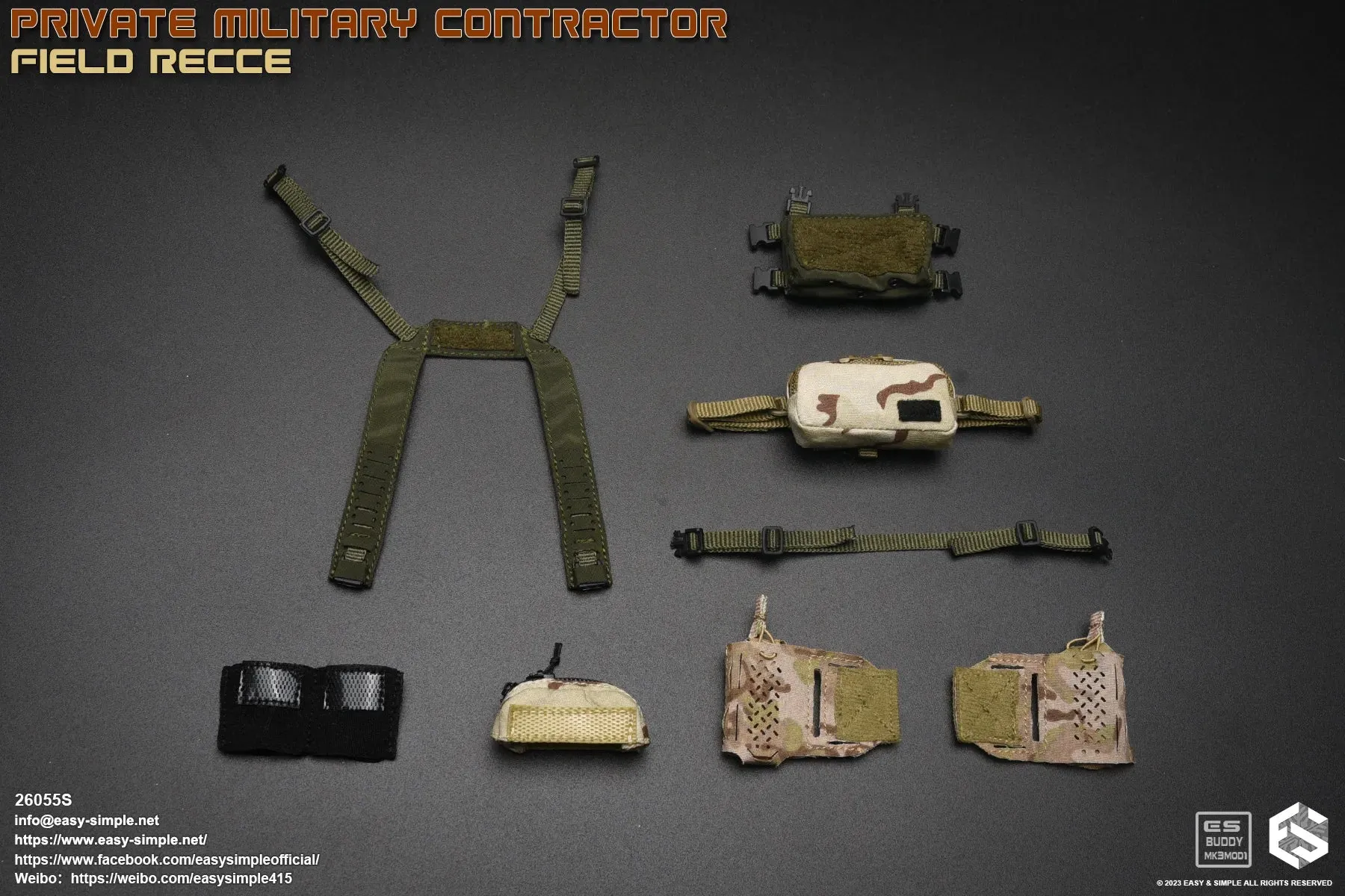 PMC Field RECCE - Green Chest Rig w/3C Desert Pouches