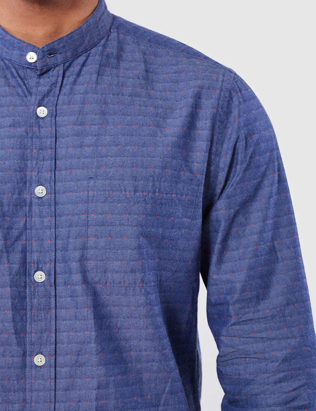Portuguese Flannel Cafe Grandad Shirt - Blue