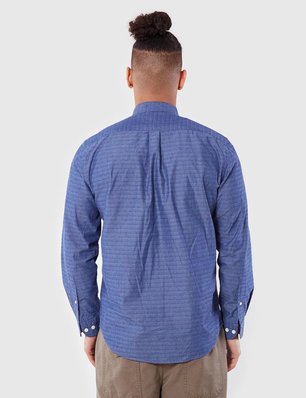 Portuguese Flannel Cafe Grandad Shirt - Blue