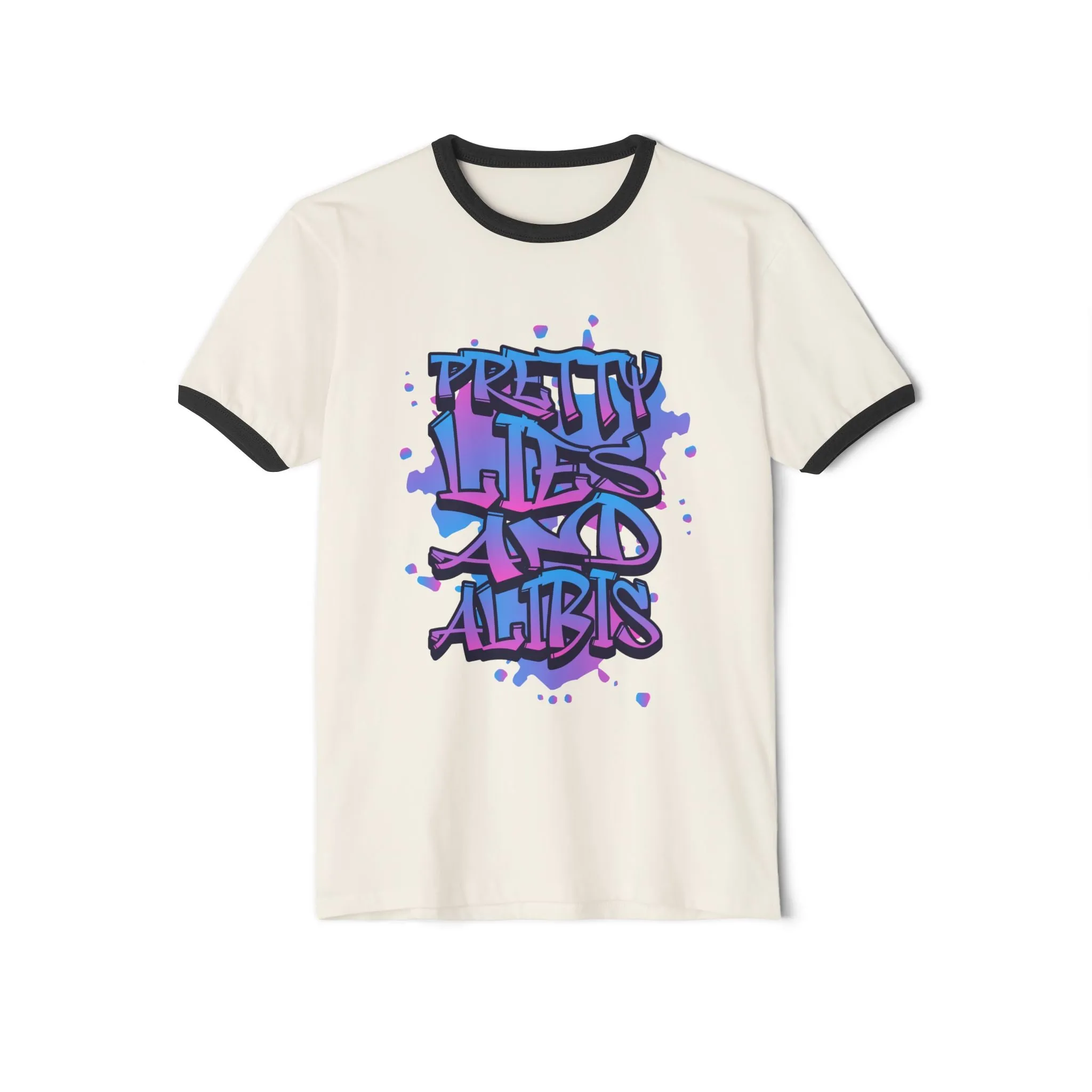 Pretty Lies Retro Unisex Cotton Ringer T-Shirt