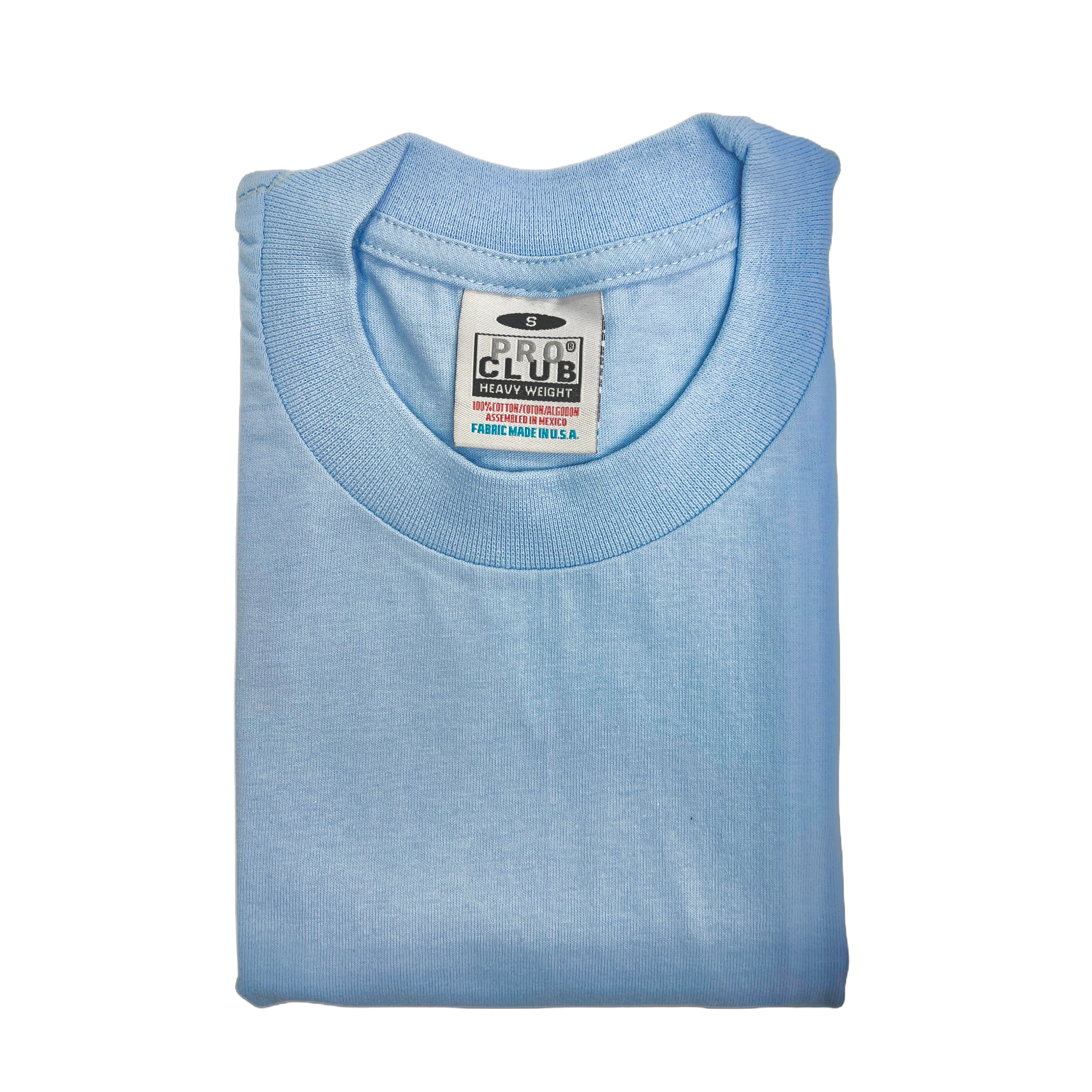 Pro Club Men's Heavyweight Cotton Short Sleeve Crew Neck T-Shirt - Sky Blue