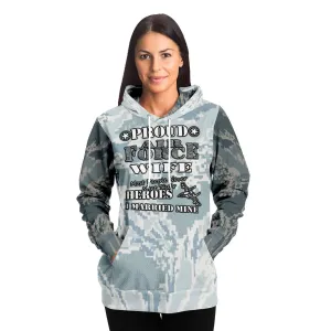 Proud Air Force Wife, I Married My Hero Premium Pullover Hoodie Gray Camo