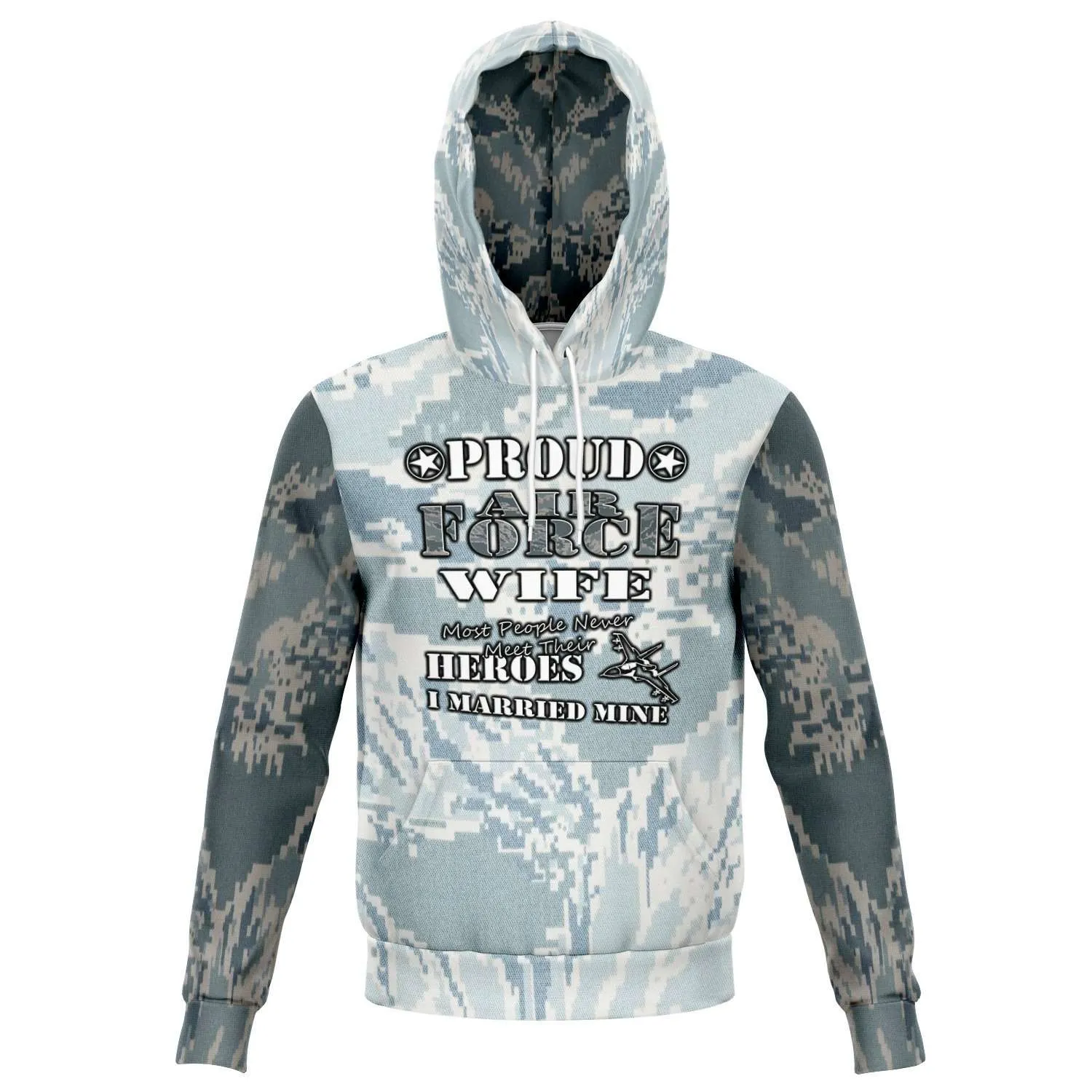 Proud Air Force Wife, I Married My Hero Premium Pullover Hoodie Gray Camo