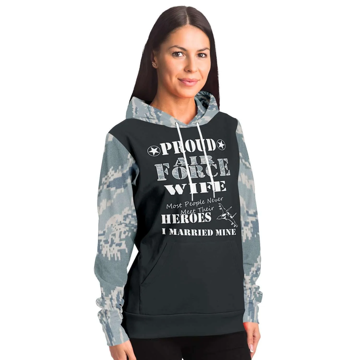 Proud Air Force Wife, I Married My Hero Premium Pullover Hoodie Gray