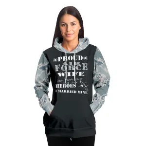 Proud Air Force Wife, I Married My Hero Premium Pullover Hoodie Gray