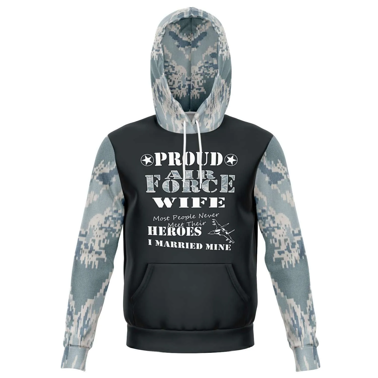 Proud Air Force Wife, I Married My Hero Premium Pullover Hoodie Gray