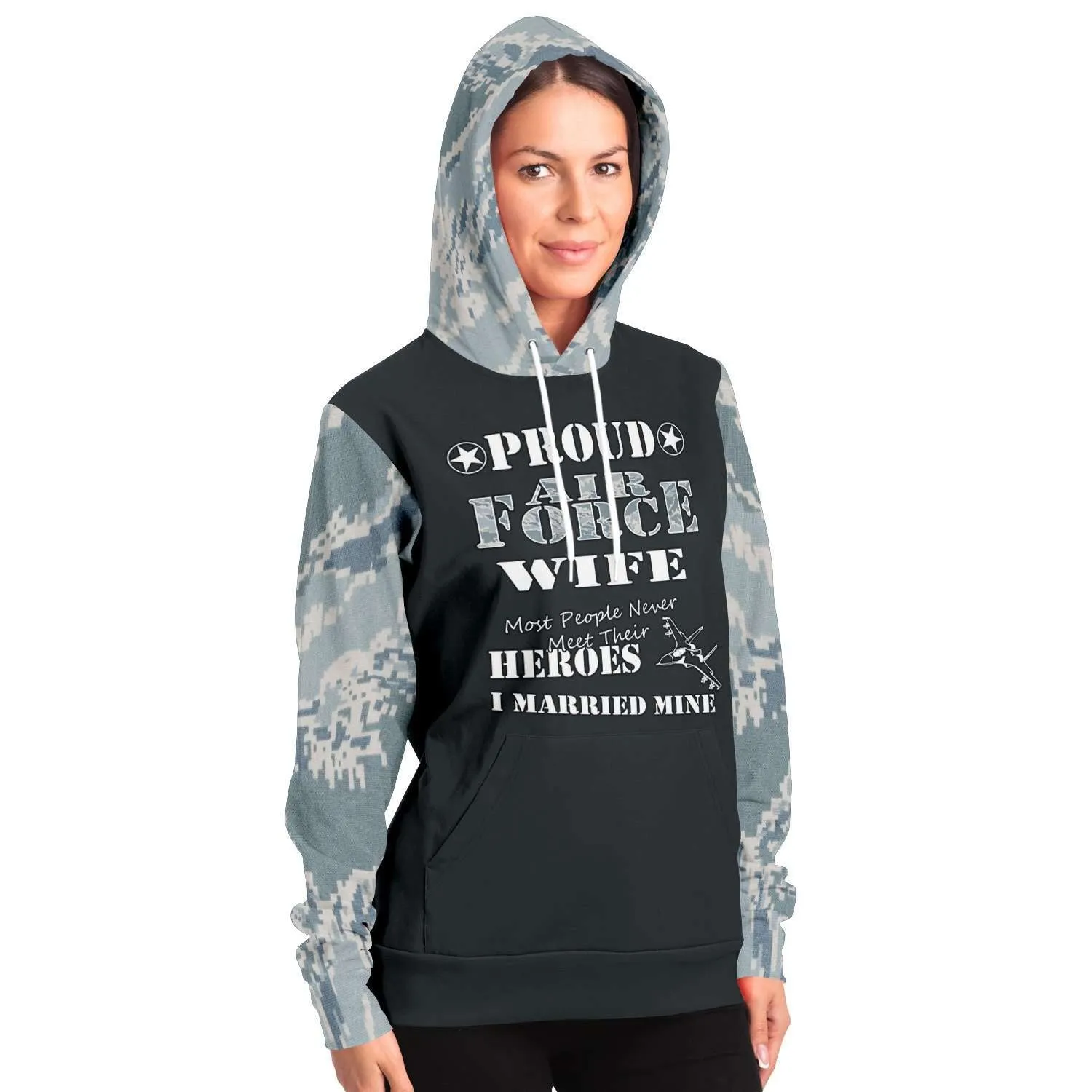 Proud Air Force Wife, I Married My Hero Premium Pullover Hoodie Gray