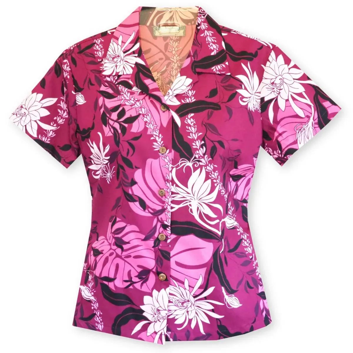 punahou purple hawaiian lady blouse