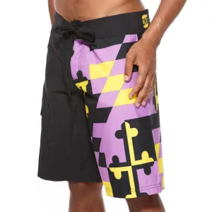 Purple & Gold Maryland Flag / Board Shorts