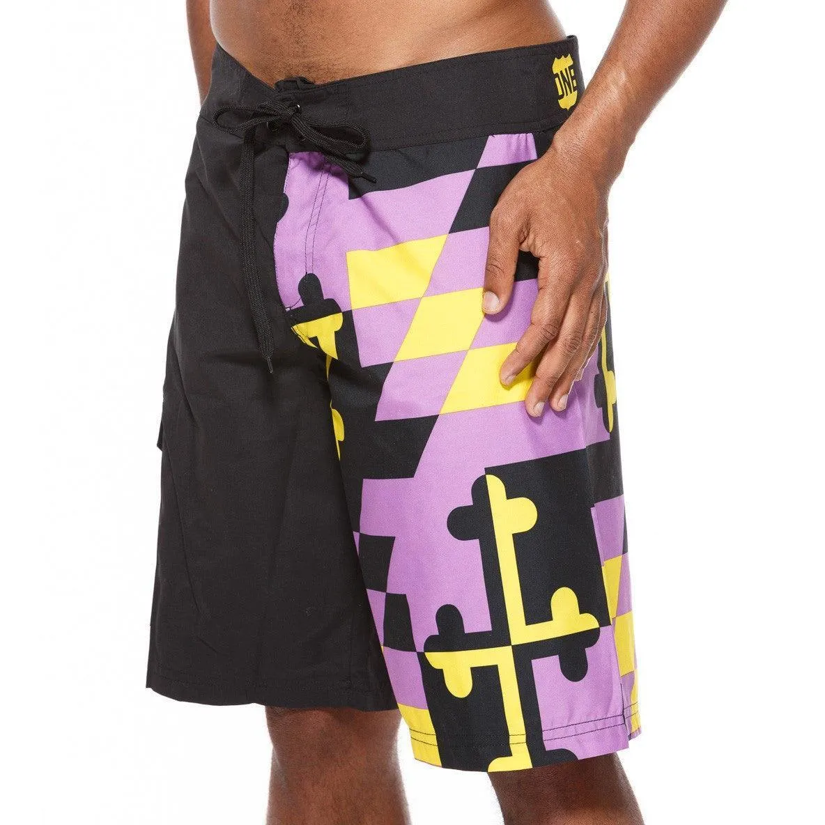 Purple & Gold Maryland Flag / Board Shorts
