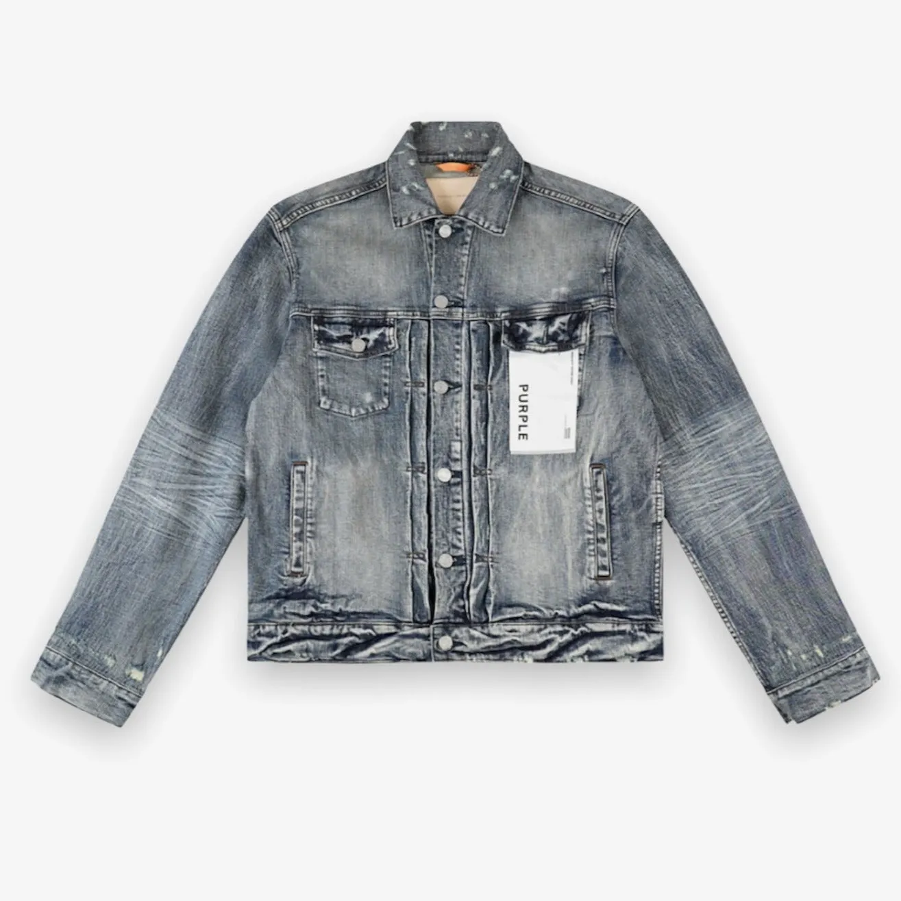 Purple Brand Denim Jacket Bandana Trucker Indigo Vintage Wash  P007-BTI