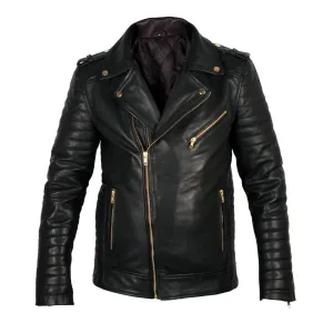 Quilted Biker Leather Jacket - CLEARANCE PRE MADE