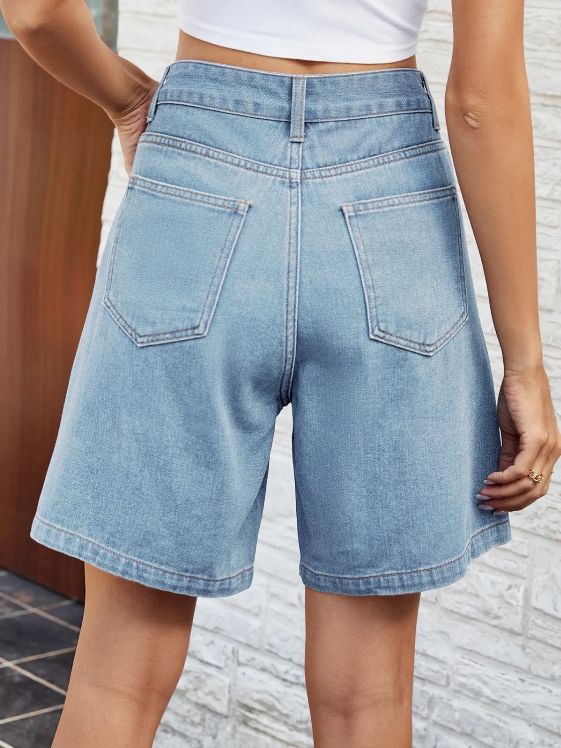 "Boxer" High Waist Denim Shorts