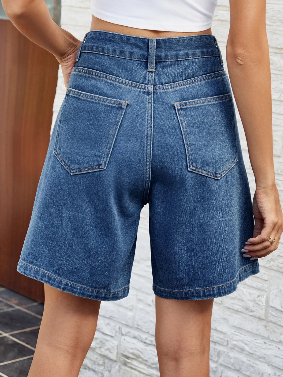 "Boxer" High Waist Denim Shorts
