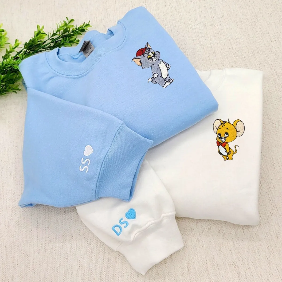"Cat and Mouse" Couple Sweatshirts - Custom Embroidered Matching Hoodies For Couples