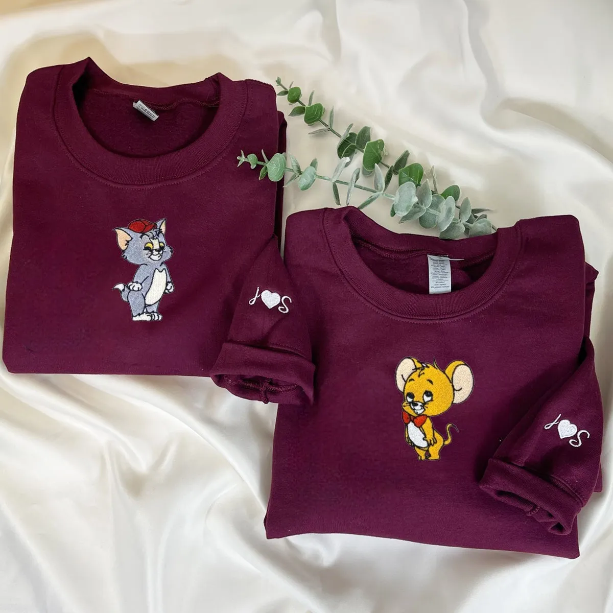 "Cat and Mouse" Couple Sweatshirts - Custom Embroidered Matching Hoodies For Couples