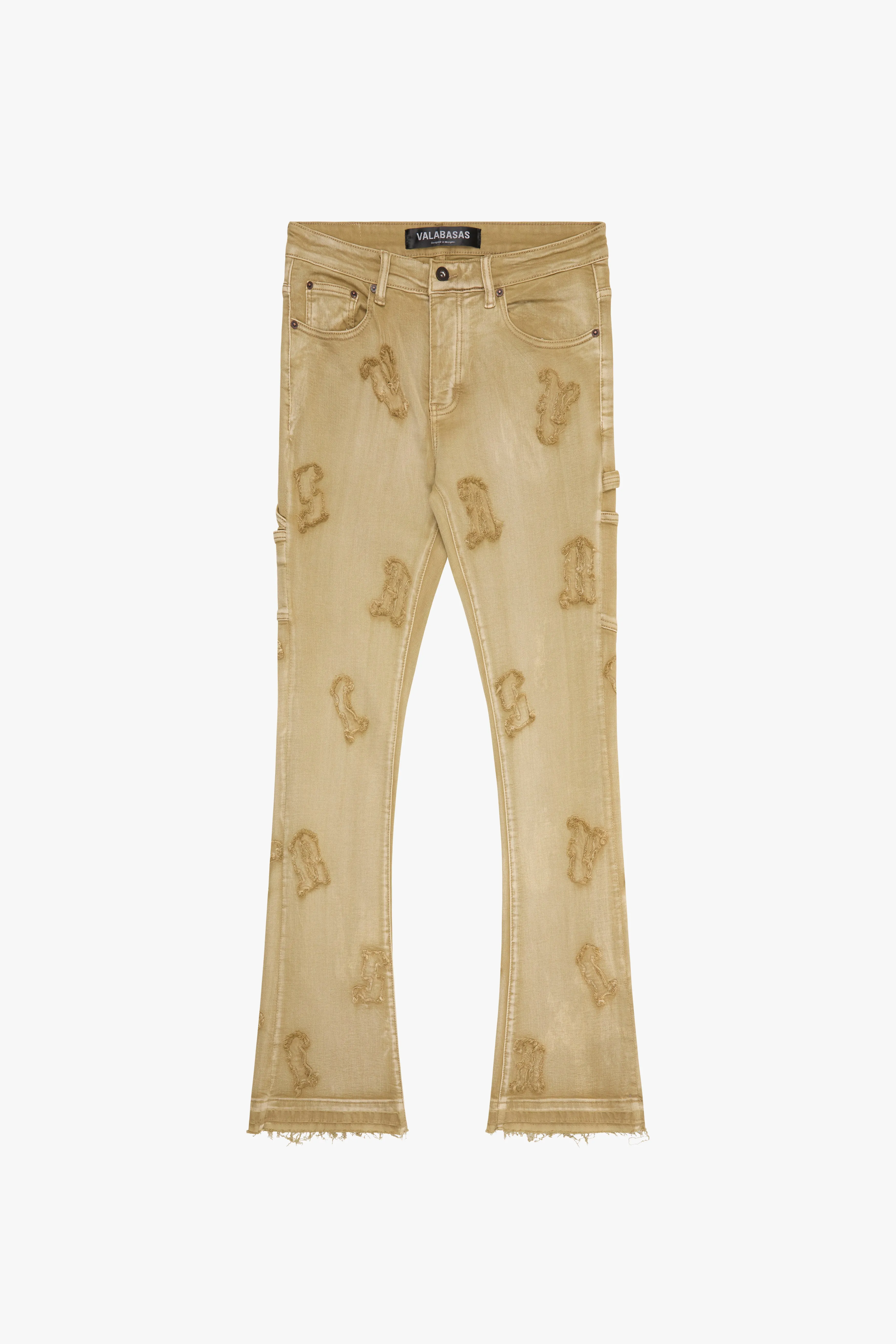 "LOOMIS " KHAKI VINTAGE WASH FLARED STACKED JEAN