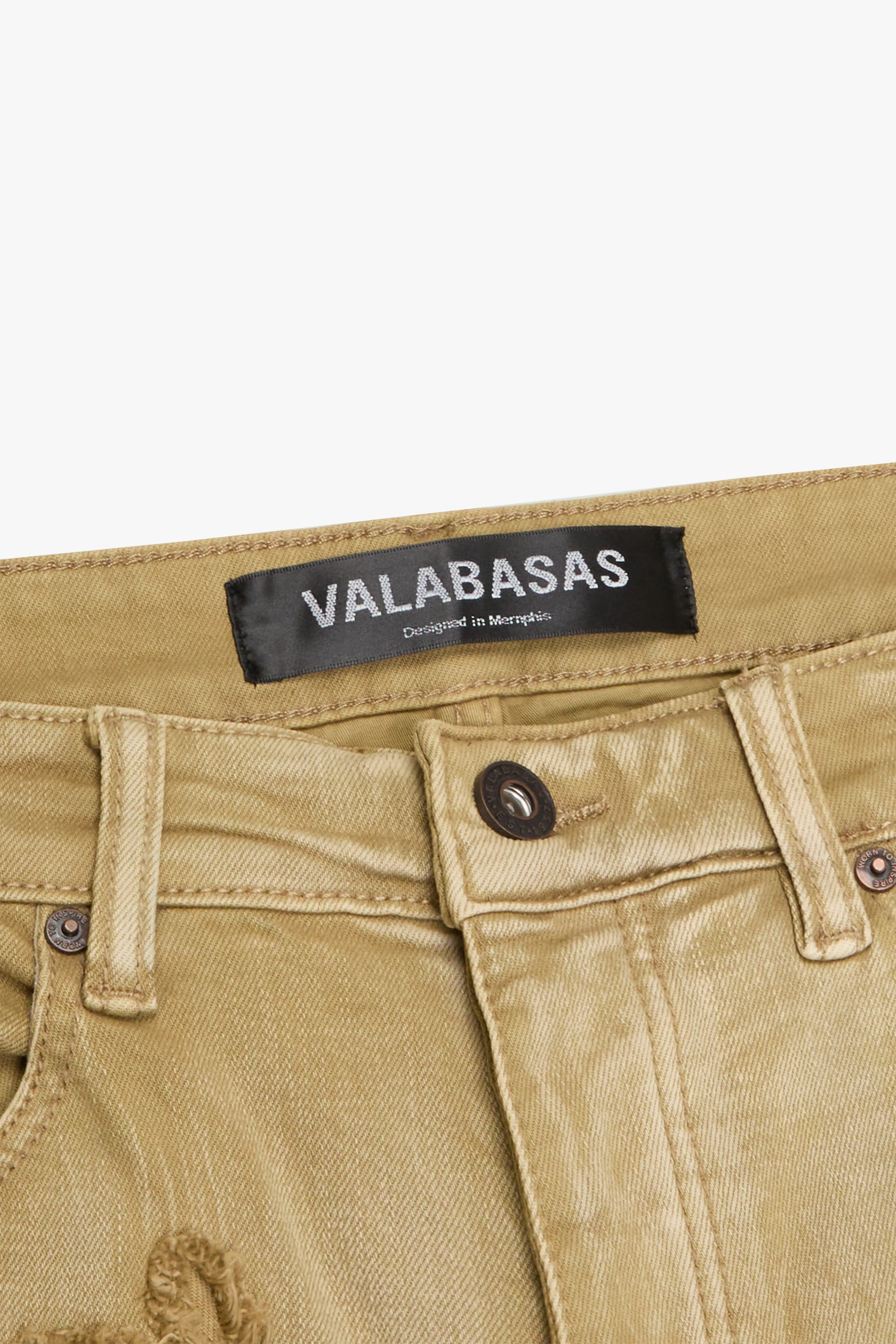 "LOOMIS " KHAKI VINTAGE WASH FLARED STACKED JEAN