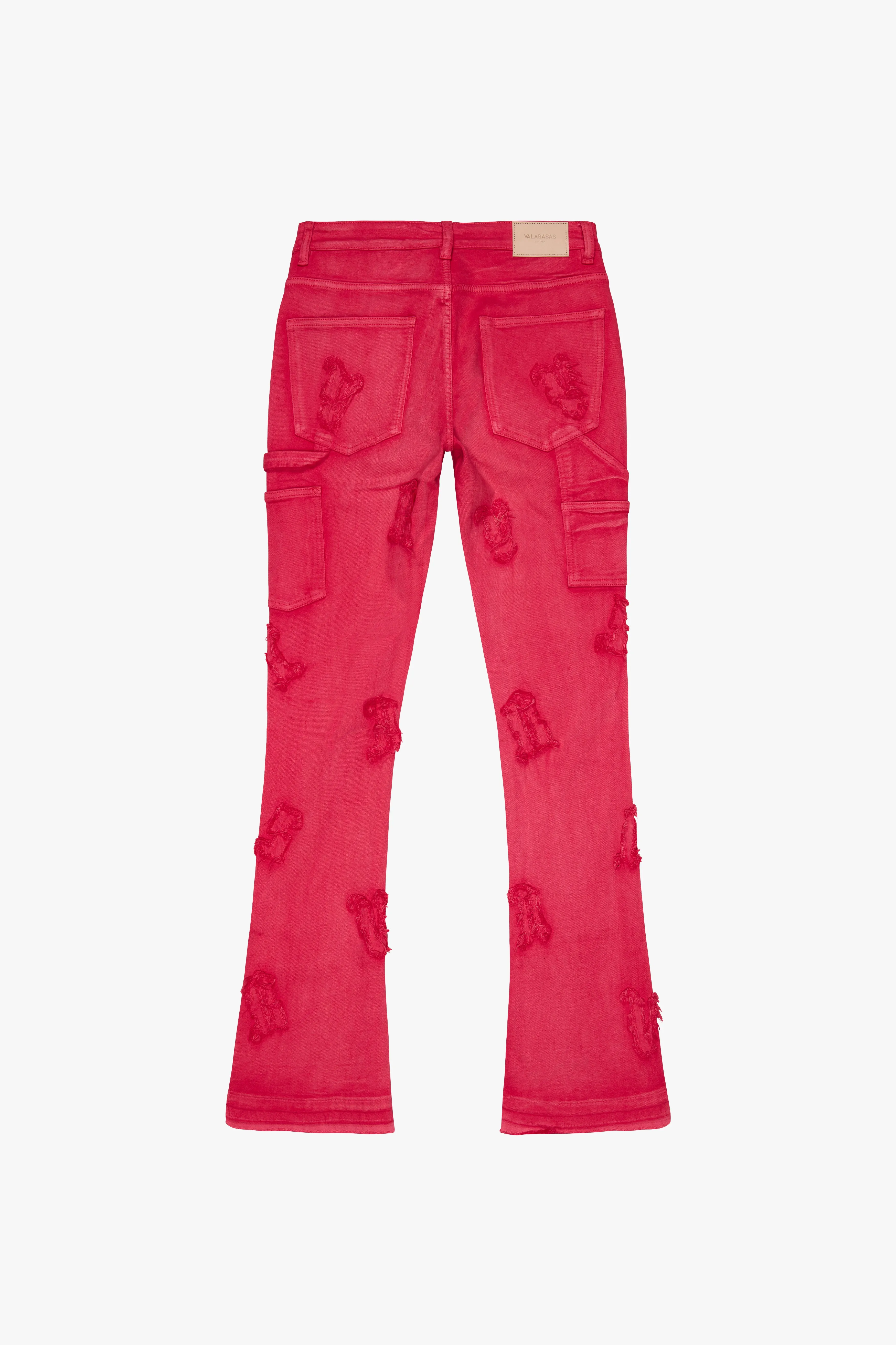"LOOMIS" RED FLARED STACKED JEAN