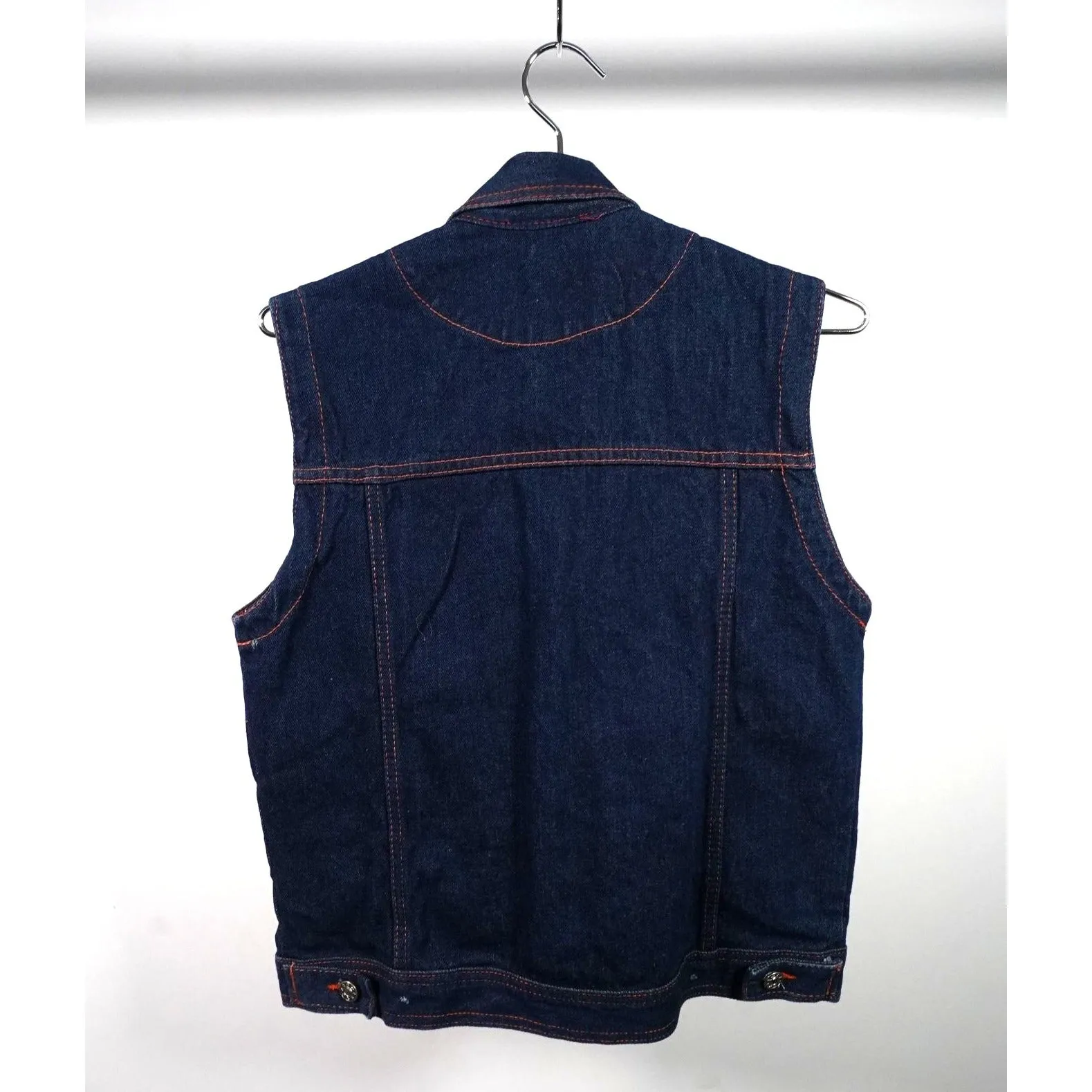 "Retail" Vintage Platinum Fubu Dark Wash Denim Trucker Vest Blue Size 12 Women's