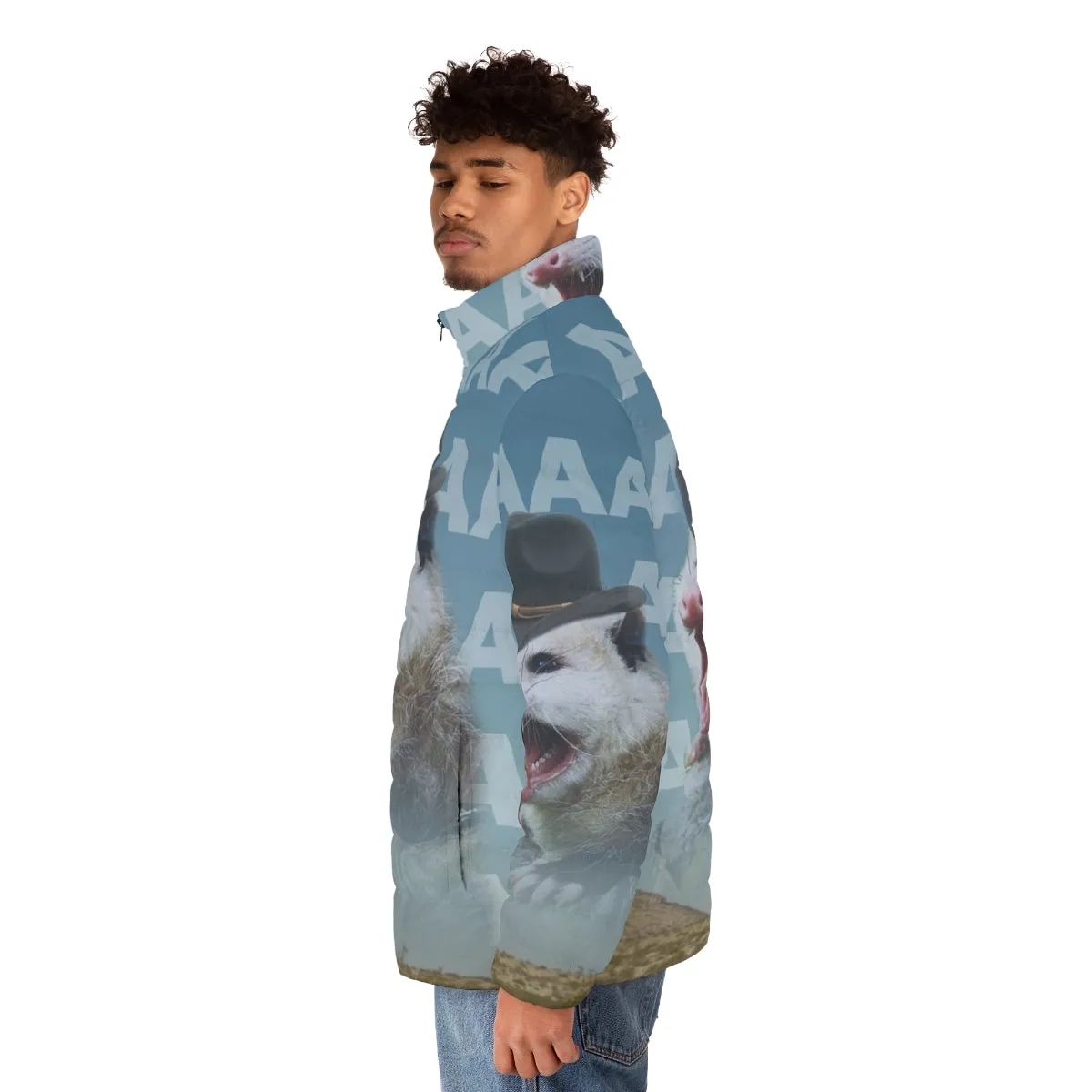 "Vintage Screaming Cowboy Possum Puffer Jacket: The Ultimate Western Outlaw Style"