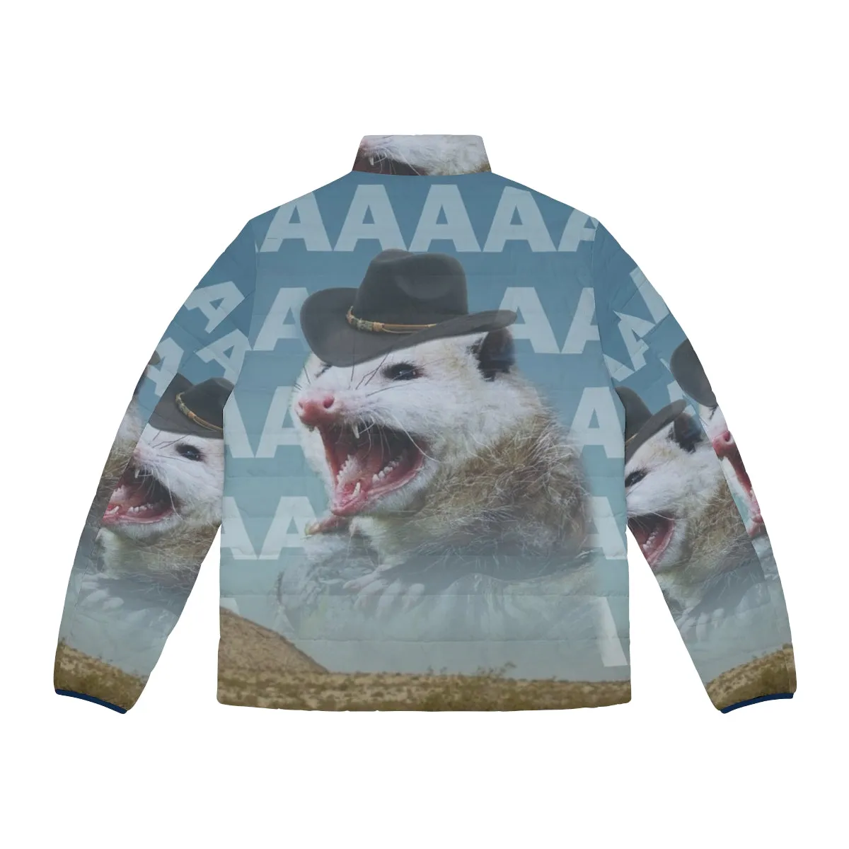 "Vintage Screaming Cowboy Possum Puffer Jacket: The Ultimate Western Outlaw Style"