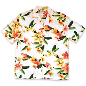 rain white hawaiian aloha rayon shirt