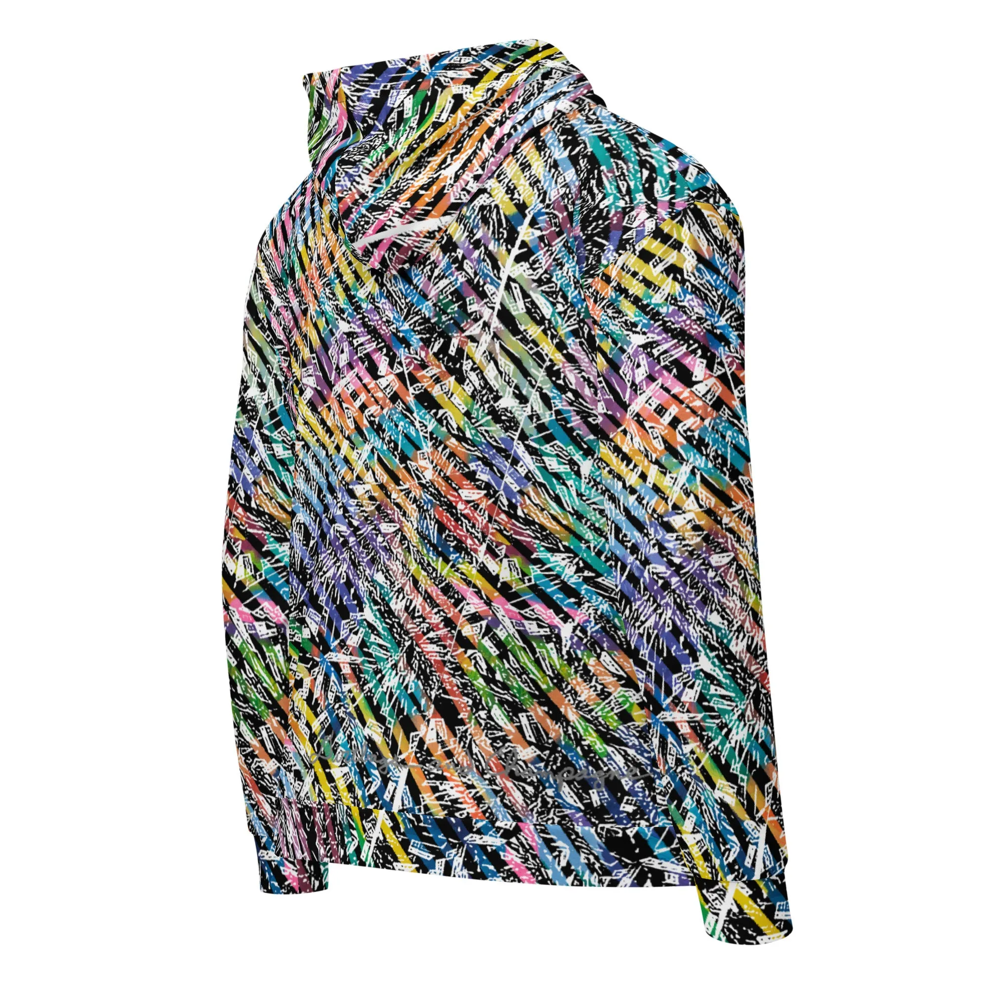 rainbow diamond party with 6 eyed bicycle tiger in hood Unisex zip hoodie