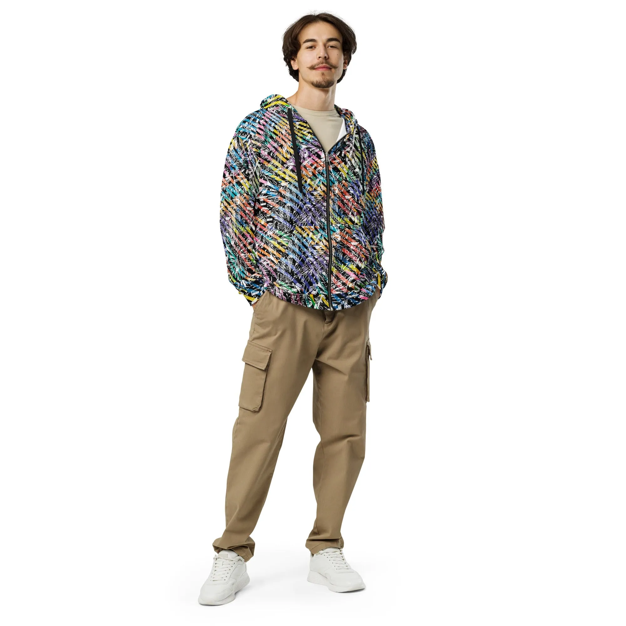rainbow diamond party with 6 eyed bicycle tiger in hood Unisex zip hoodie