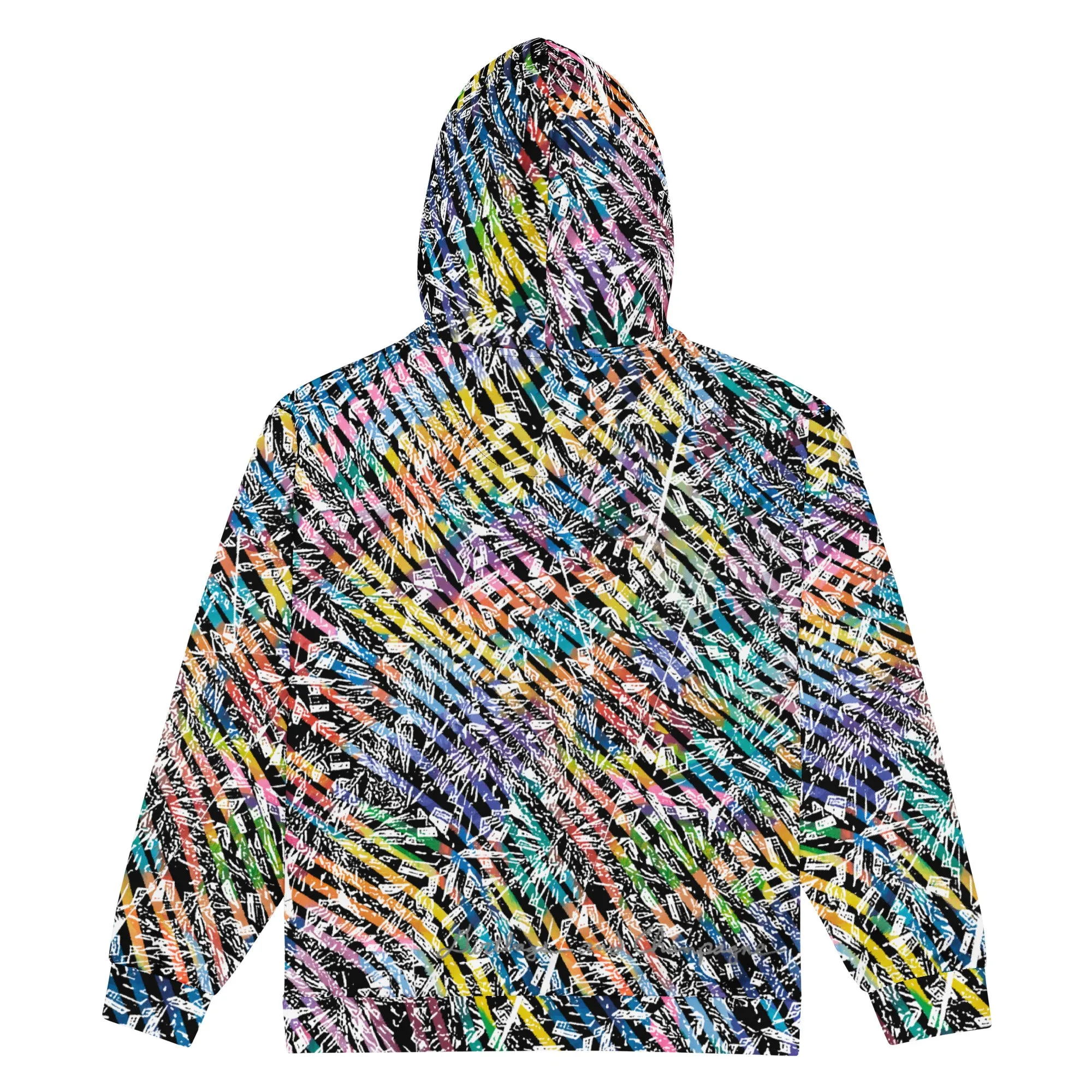 rainbow diamond party with 6 eyed bicycle tiger in hood Unisex zip hoodie