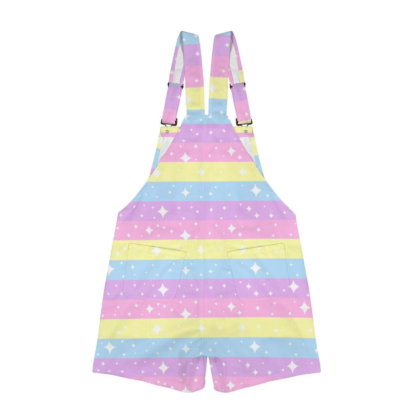 Rainbow Ribbon Unisex Shorts Overalls With Adjustable Straps And Pockets