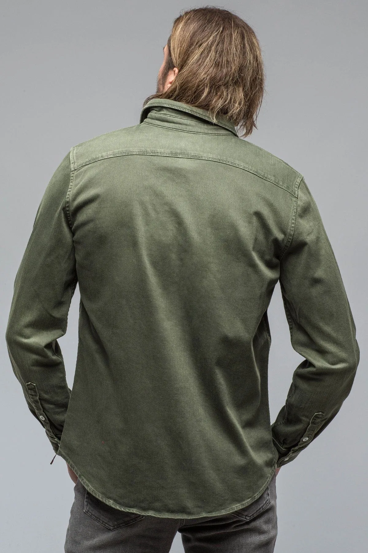 Ranger Colored Denim Snap Shirt In Muschio