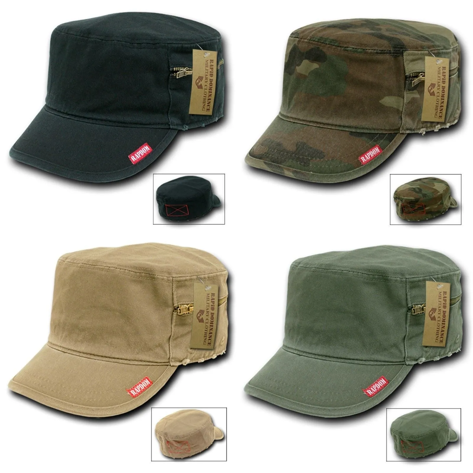 Rapid Dominance Flat Top Zipper Bdu Fatigue Cadet Military Army Vintage Torn Caps Hats
