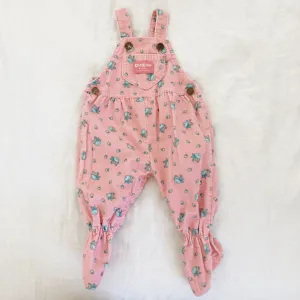 Rare Vintage OshKosh Floral Corduroy Footed Overalls