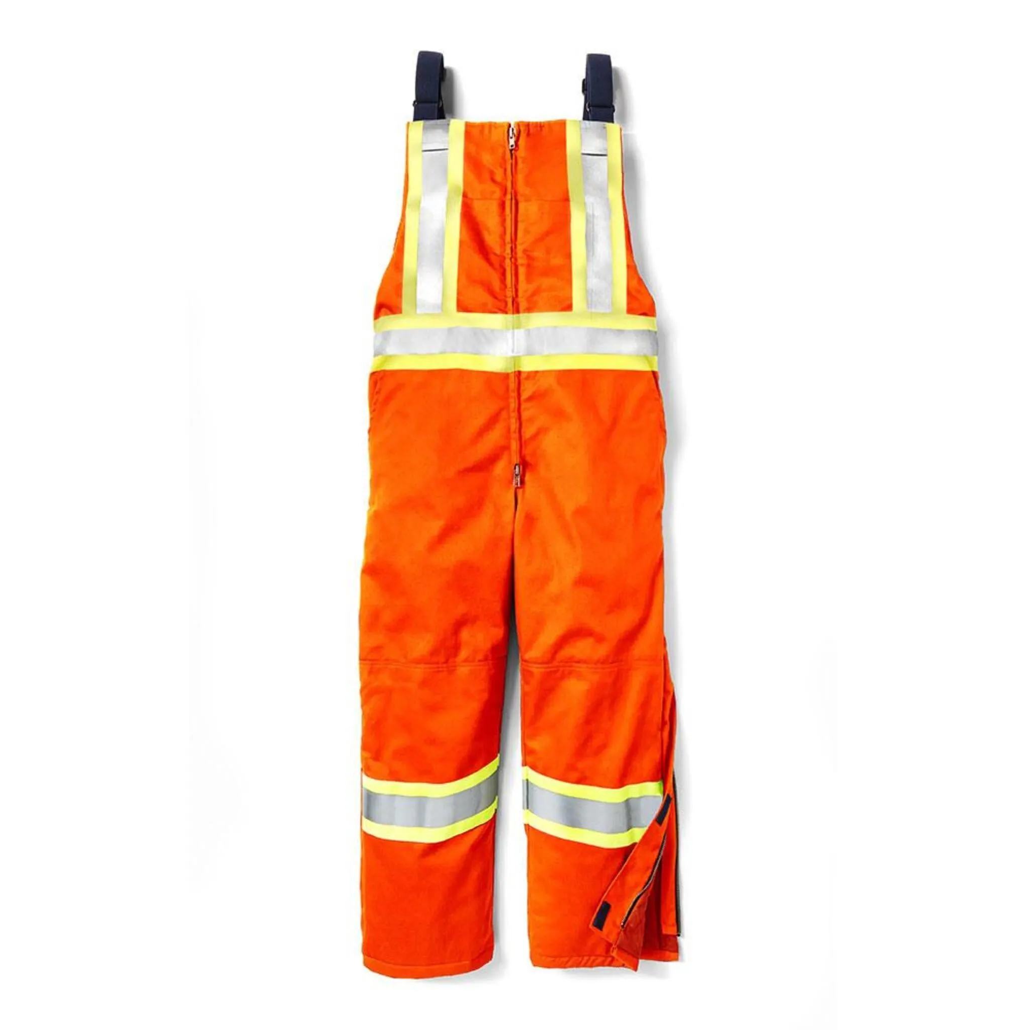 Rasco Men's Hi Vis Winter Bib Work Overalls - FR CSA 88% Cotton/12% Nylon Insulated Westex AllOut Water Resistant Reflective Orange | Sizes: S-5XL