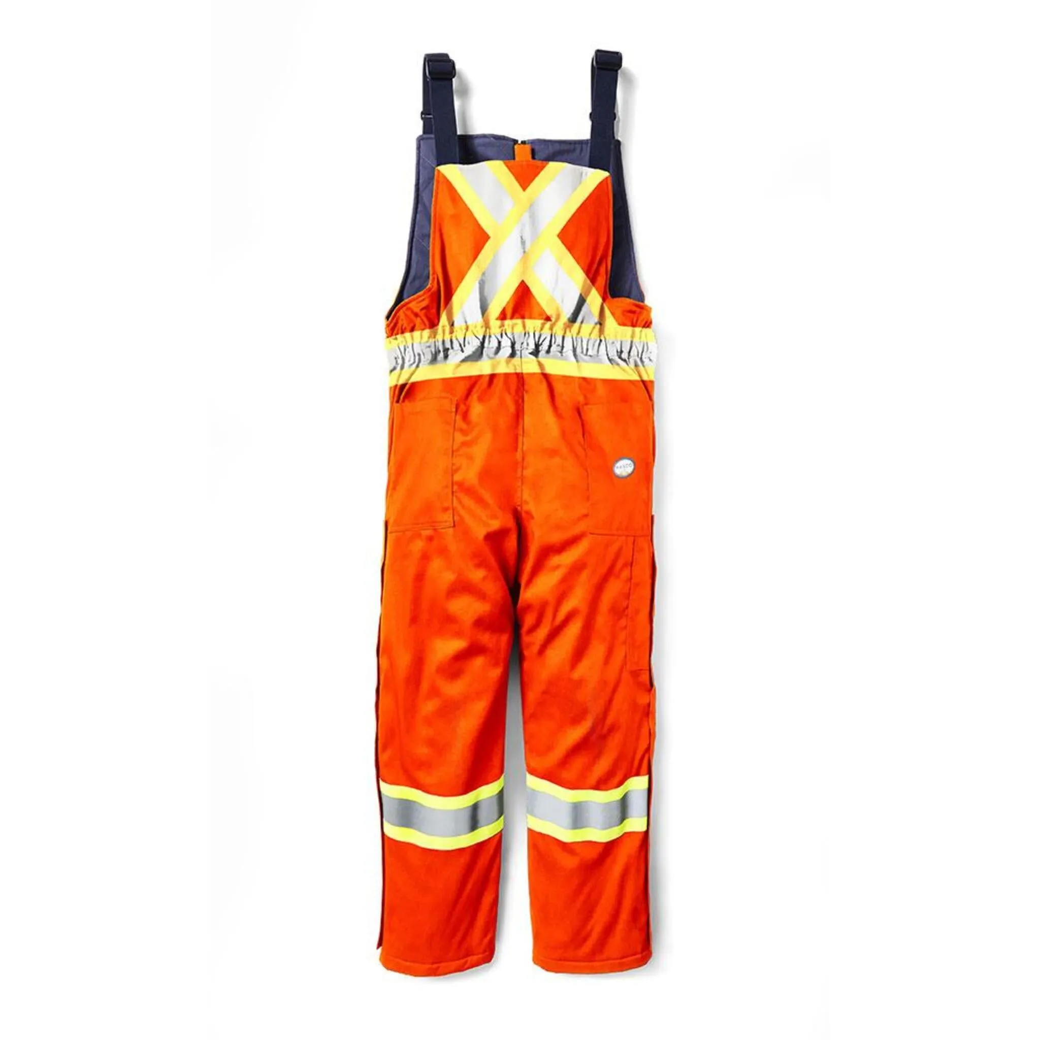 Rasco Men's Hi Vis Winter Bib Work Overalls - FR CSA 88% Cotton/12% Nylon Insulated Westex AllOut Water Resistant Reflective Orange | Sizes: S-5XL