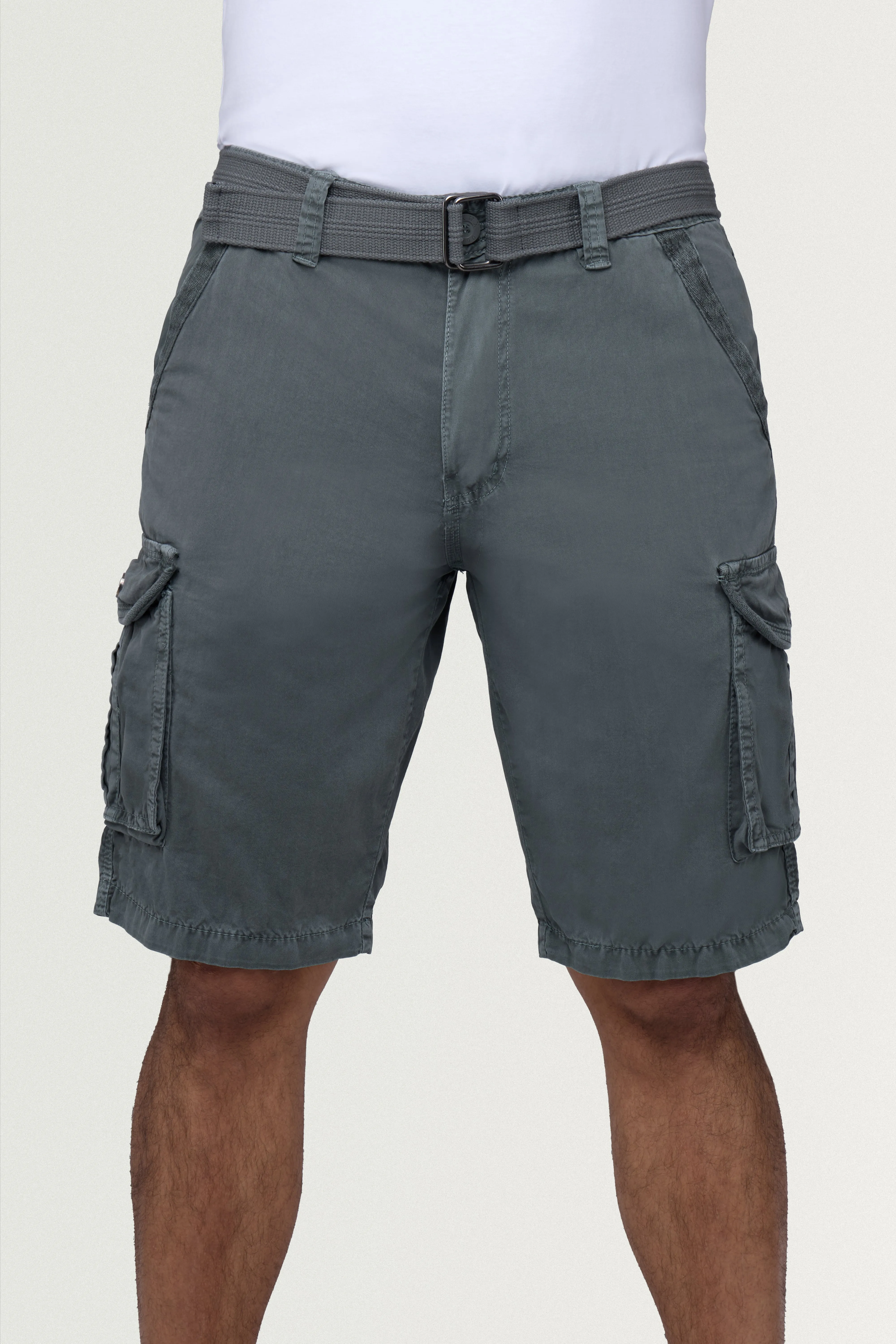 Raw X Men's 12.5" Inseam Belted Cargo Shorts with Snap Button