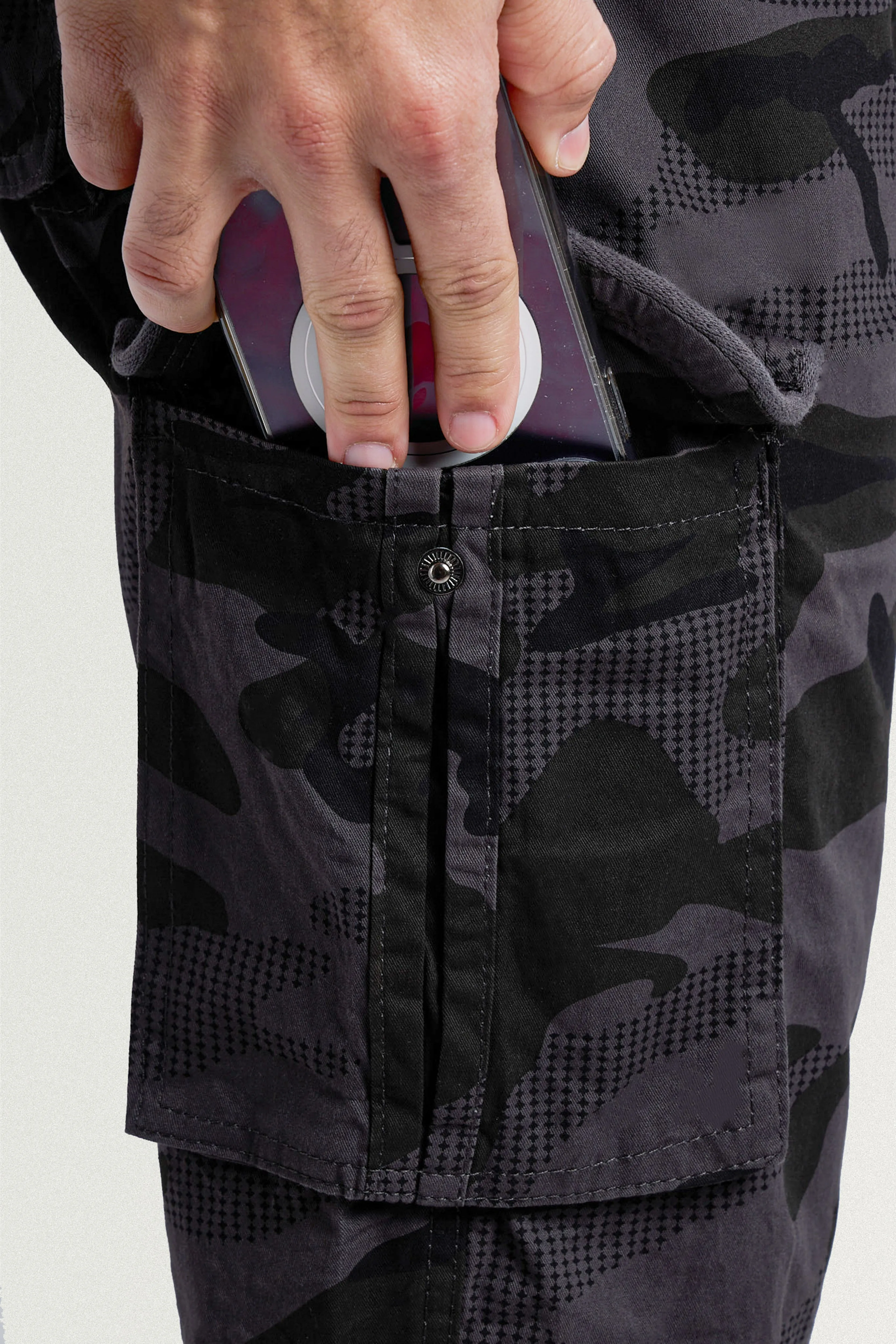 Raw X Men's 12.5" Inseam Belted Cargo Shorts with Snap Button