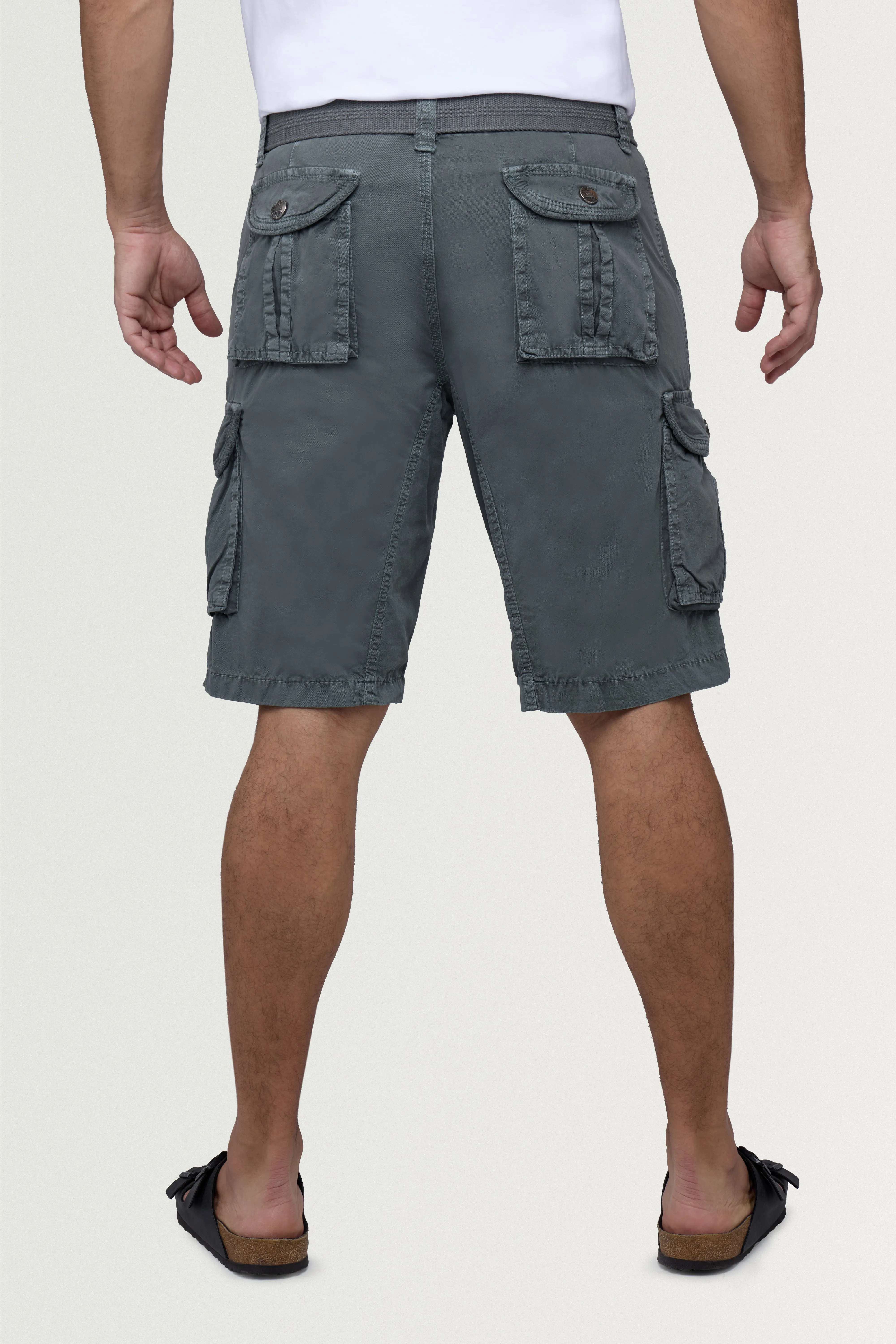 Raw X Men's 12.5" Inseam Belted Cargo Shorts with Snap Button
