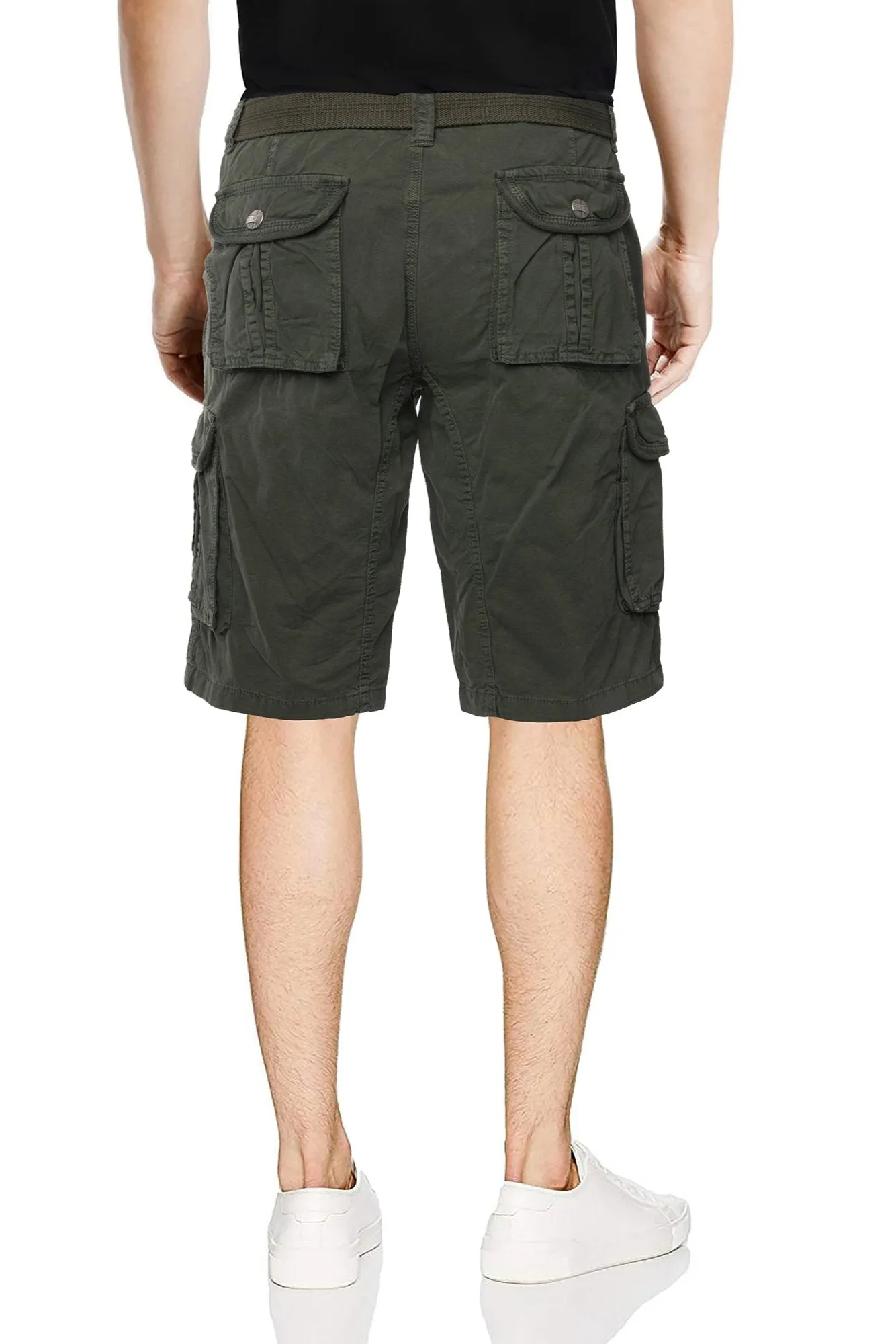 Raw X Men's 12.5" Inseam Belted Cargo Shorts with Snap Button